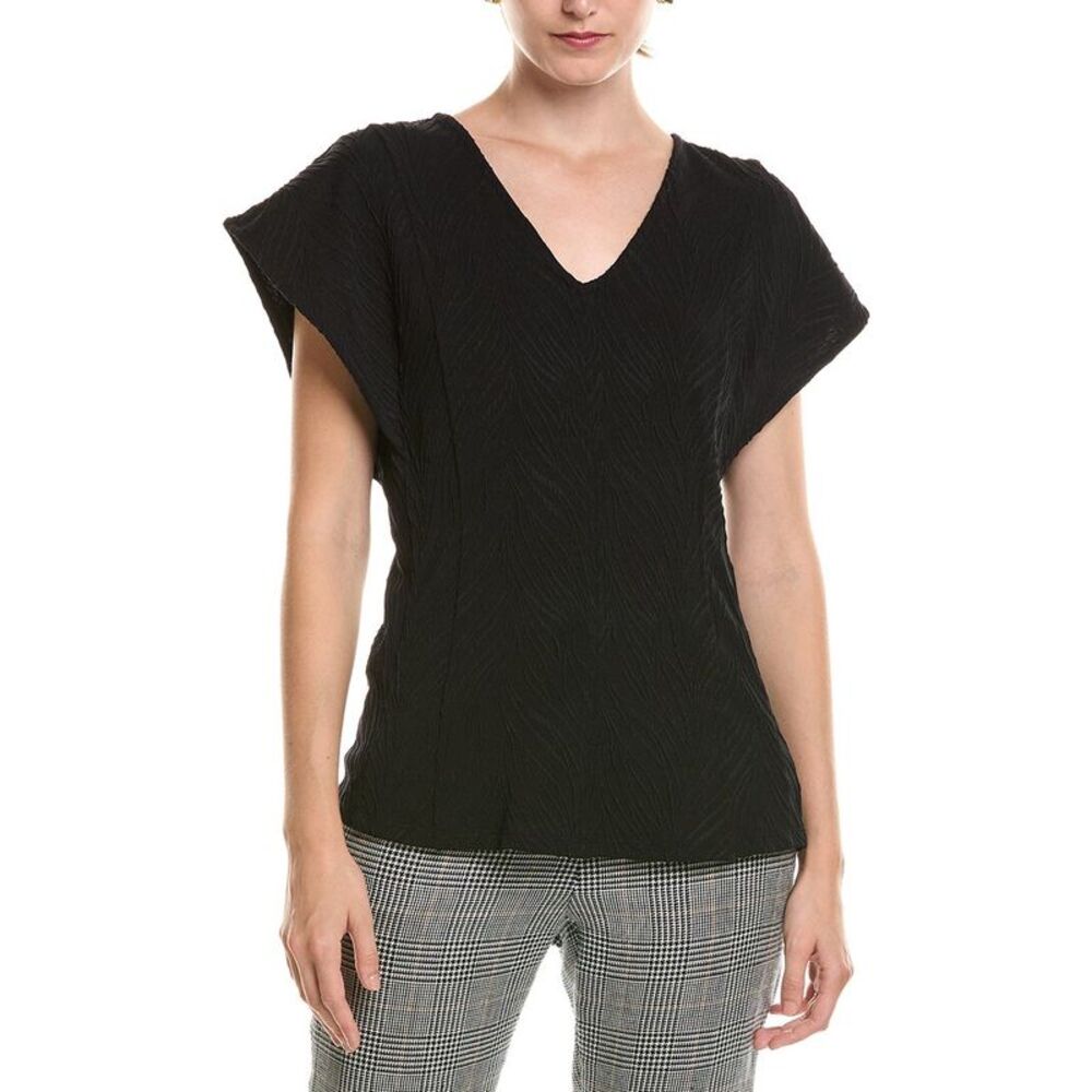 Anne Klein Womens  Flutter Sleeve Princess Seam Top, Black